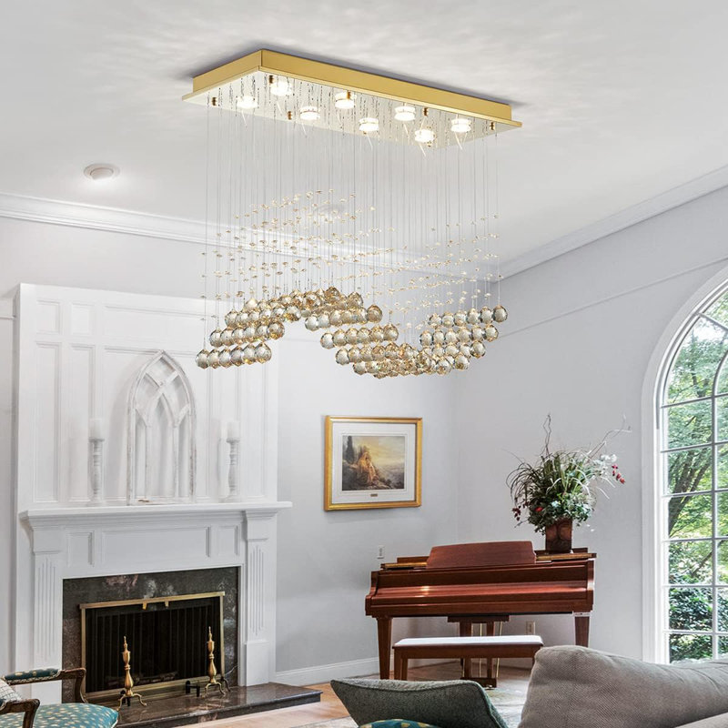 Lustre Golladay, Cristal champagne avec auvent doré
