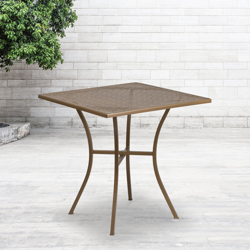 Chanea 28" Commercial Grade Steel Patio Table by Flash Furniture, Gold