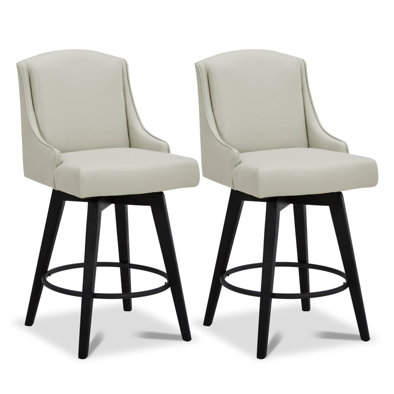 Annelotte 26'' Swivel Counter Stool, Creamy Gray