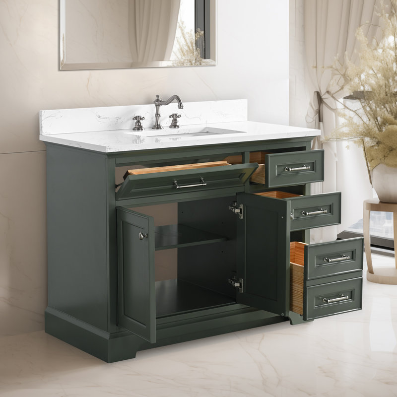 Ensemble de meuble-lavabo simple 42 po Aanayah, Vert rétro