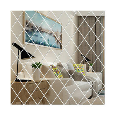 6pcs Flexible Mirror Sheets Self-Adhesive Plastic Mirror Tiles Non-Glass Mirror Wall Stickers for Home Decoration, 6 x 6 Inches, Silver