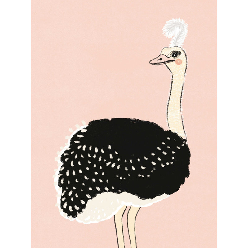 " Flapper Ostrich ", 16'' H x 12'' W x 1.25'' D
