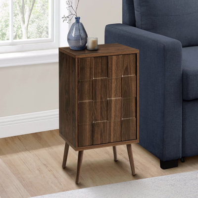 Table d'appoint, bout, table d'appoint, petit, rangement, lampe, stratifié noyer, moderne