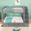 Lit superposé double en bois avec 6 tiroirs avec tablettes de rangement-473359322