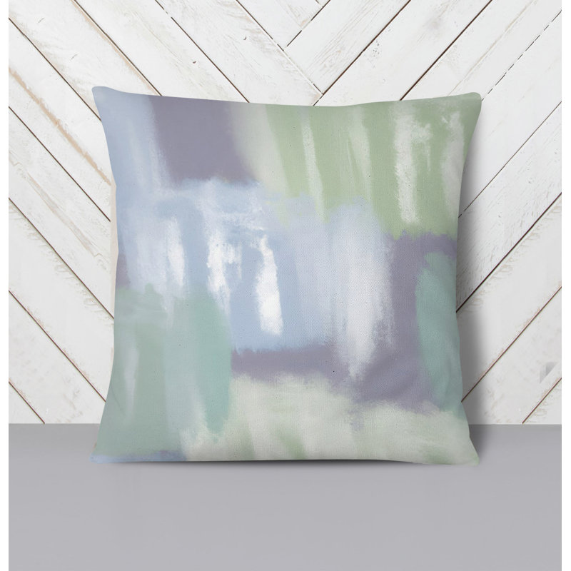 Throw Pillow With Insert, 16"H x 16"W, Blue/Green Abstract 7