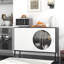 Buffet Ebern Designs avec porte en verre trempé et pieds en métal surélevés
