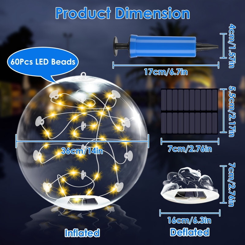 14in Solar Floating Pool Lights CE/FCC/UKCA Certified, 6