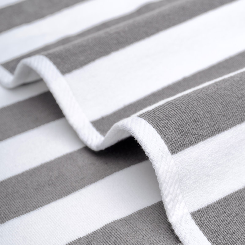 Serviettes de plage à rayures Devontia Cabana, serviettes de piscine surdimensionnées 30 x 60 pouces 4 pièces, Gris Rockridge