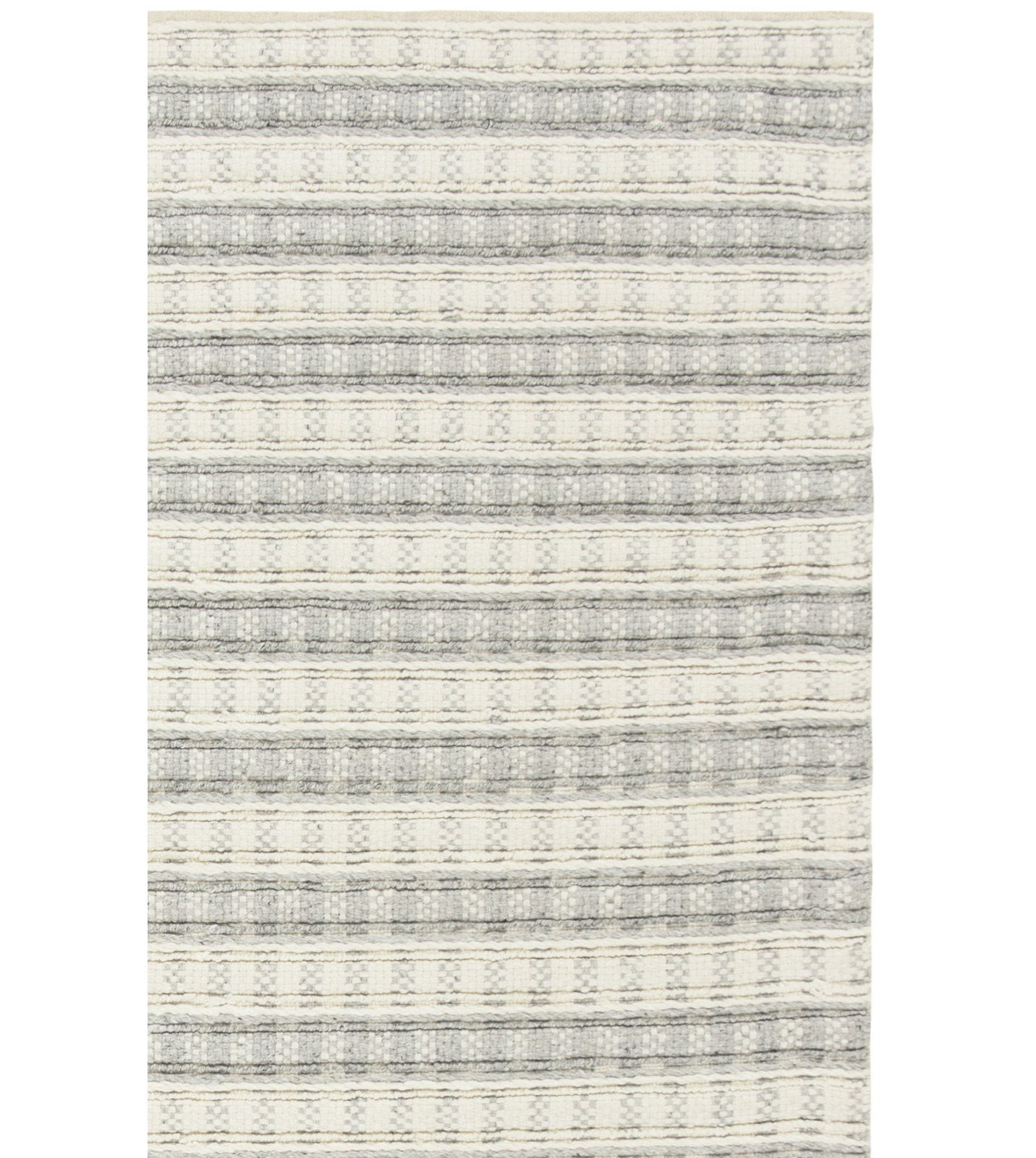 Russo Gray Ivory Hand-Woven Striped Silk Rug, Square 6'