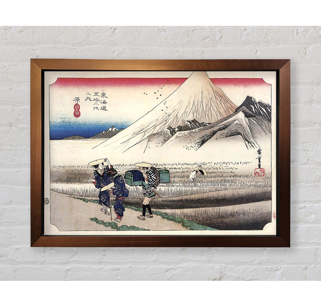 Reisende, die den Berg Fuji passieren von Hiroshige - Druck