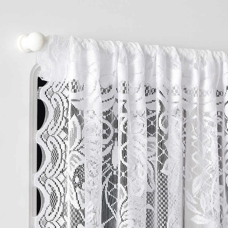 Jauier Semi Sheer French Door Curtain Pair, 52" W x 72" L, White