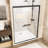 Double Sliding Shower Door 54" W X 72" H, Clear Tempered Glass With Shatter Film, Matte Black Aluminum Frame, Dual Stainless Steel Handles, Adjustable Width, Enhanced For Bathroom Frame 1/4" (6mm)