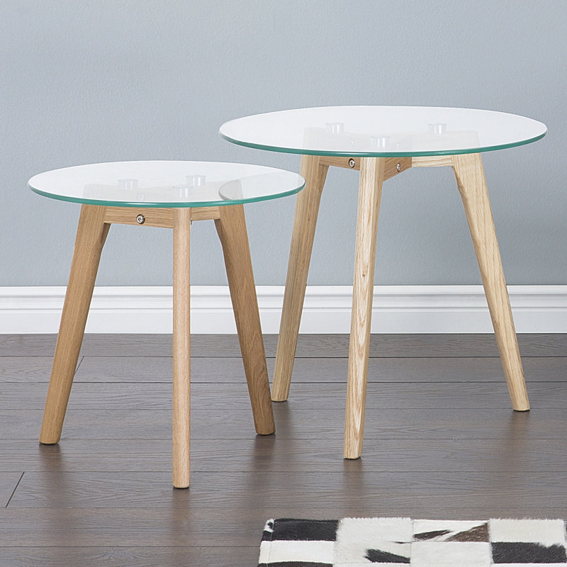 Glass Top Trestle Nesting Tables