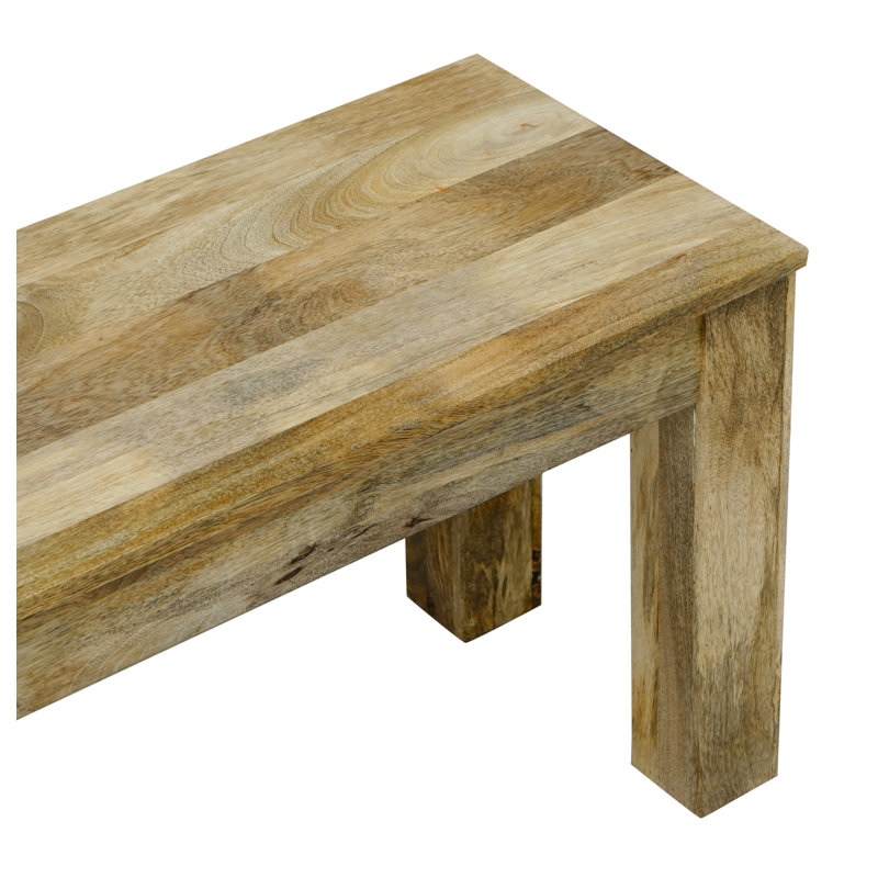 Emerson Solid Wood Bench, Light Brown, 45cm H x 148cm W x 35cm D