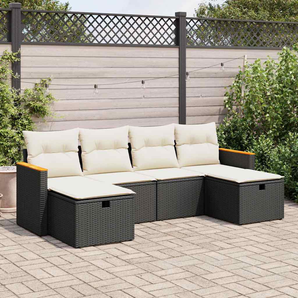 Vidaxl 6-Tlg. Garten-Sofagarnitur Mit Kissen Beige Poly Rattan