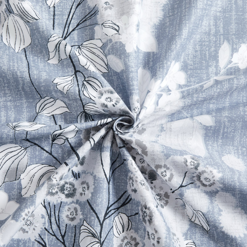 Ensemble de draps en rayonne Marina Marina, Ensemble de draps pour lit double + un drap-housse, Floral, Gris / blanc