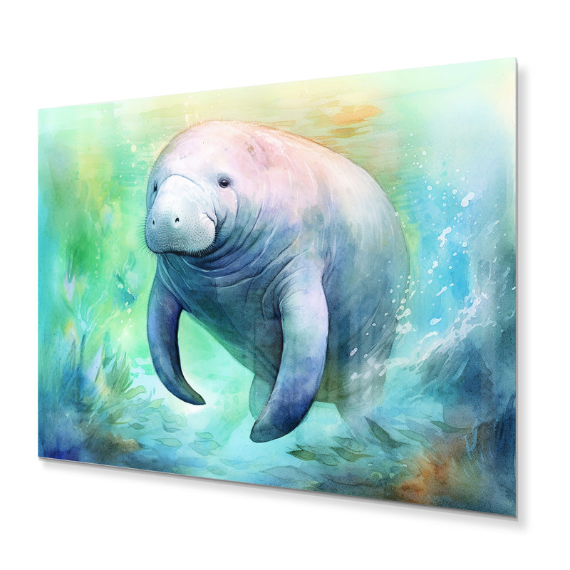 «Gentle Manatee I», reproduction d'art en métal, H 12 po x l 20 po x P 1 po