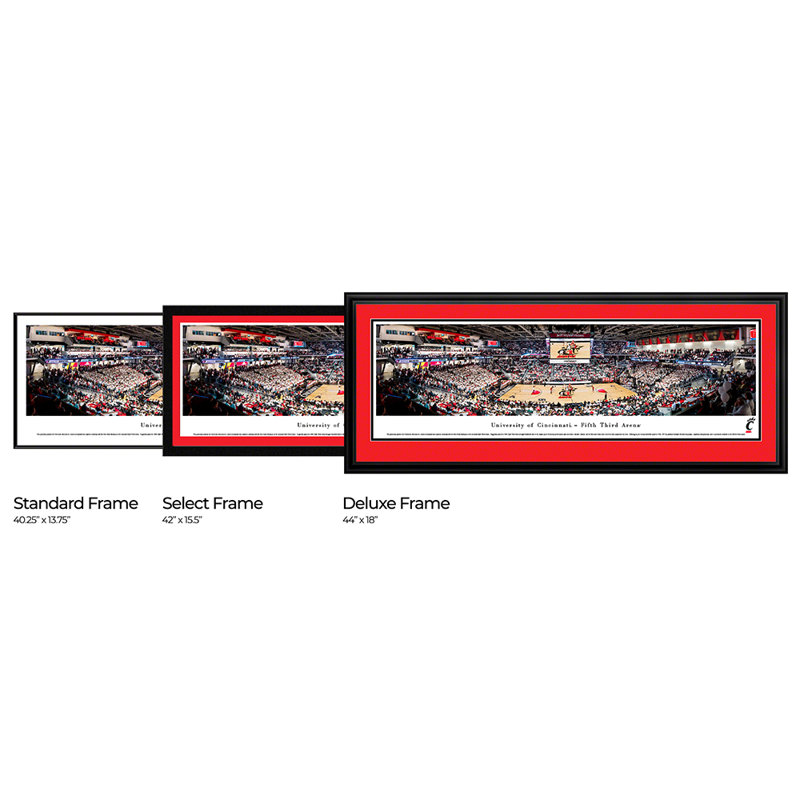 NCAA Cincinnati Bearcats Basketball Panoramic Print, Black Floater Framed, 13.75" H x 40.25" W x 0.88" D