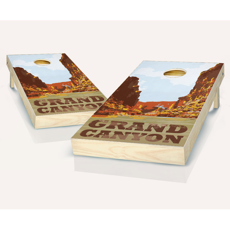 2' x 4' Grand Canyon Solid Wood Cornhole Set with Bags, Red/Royal