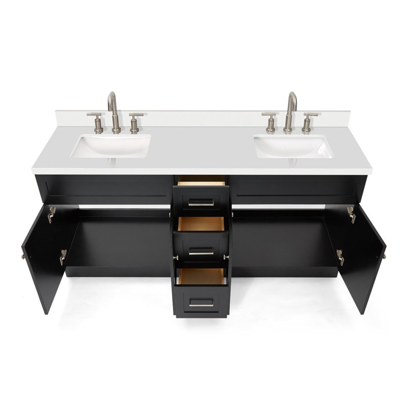 Ensemble de meuble-lavabo double 73 po Hamlet, Noir, Blanc