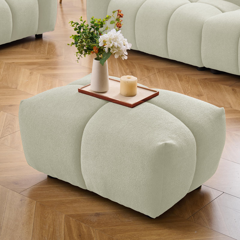 Repose-pieds Kieayla de 32,68 po, repose-pieds souple en forme de nuage, repose-pieds cubique moderne pour le salon ou la chambre à coucher, beige