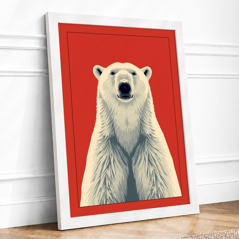 Polar Bear Portrait Modern - Framed Print, A1 - 84.1 x 59.4 cm, White