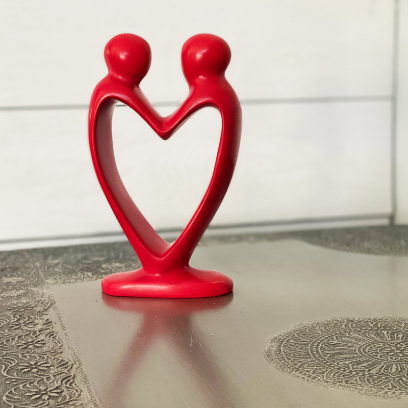 Sculpture coeur fabriqué main saponite lovers Reagle, Rouge, H 8 po x l 4 po x P 3 po