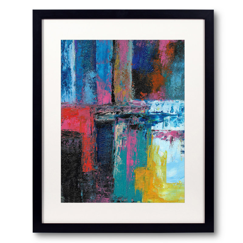 «Abstract Composition 742» par Angel Estevez - peinture encadrée, 32" H x 24" W