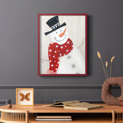 Festive Snowman I, reproduction encadrée - bois massif