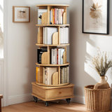 360° Rotating Bookshelf With Drawer