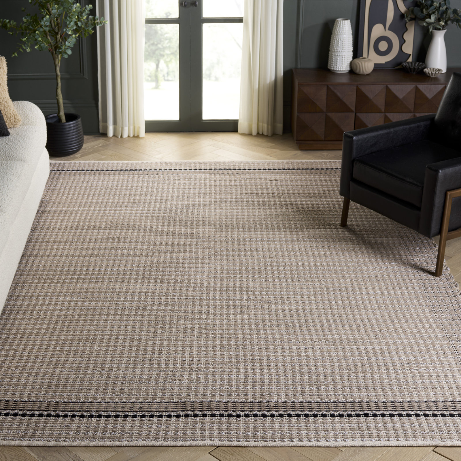 Hand-Woven Striped Cotton Rug, Rectangle 8' x 10'