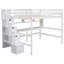 Kids Full Solid Wood Loft Bed With Built-In Desk And Storage Staircase-1934360523