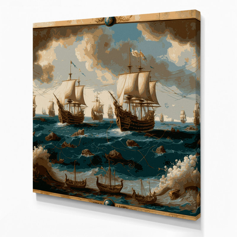 Art nautique brun, "Nautical Trading routes", H 32 po x l 32 po