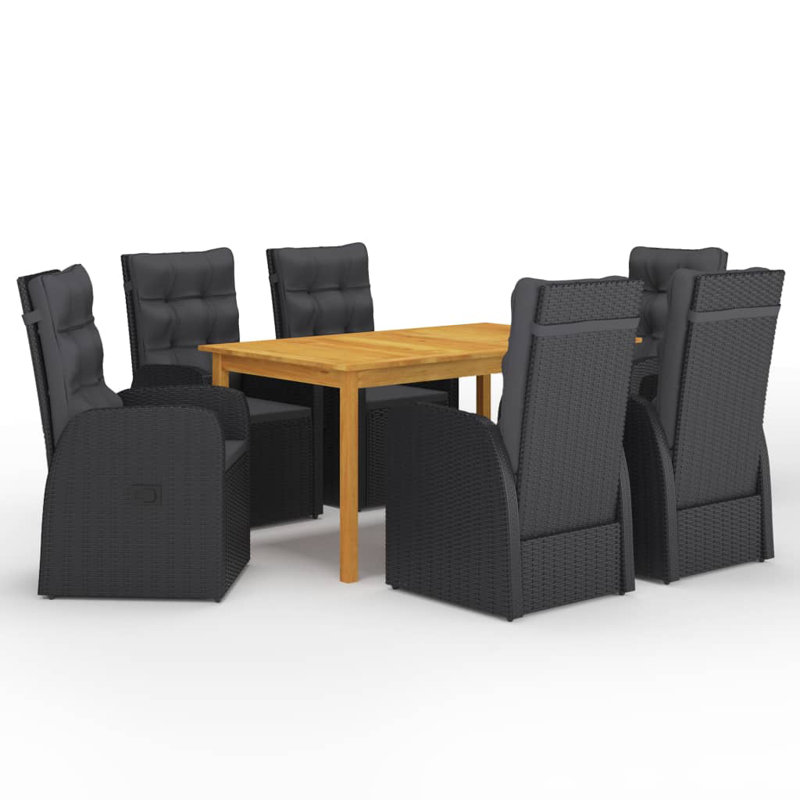 6 - Person Wicker Patio Dining Set with Rectangular Table , Cushions Included