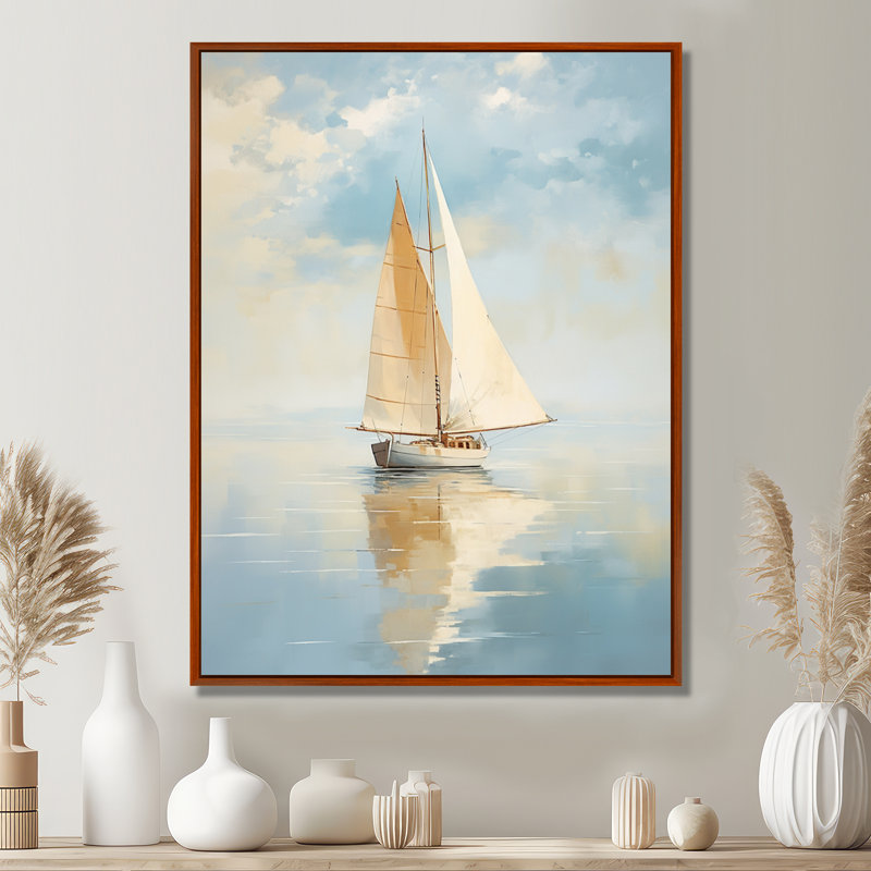 Voilier «Whispering Breezes I» - Bateau encadré, art encadré, H 40 po x l 30 po x P 1,5 po, Cadre flottant brun