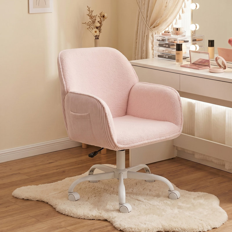 Chaise de bureau en velours Vanity Chair, Rose