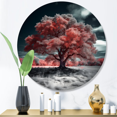 Ophion Red Tree Winter Haven sur impression sur métal