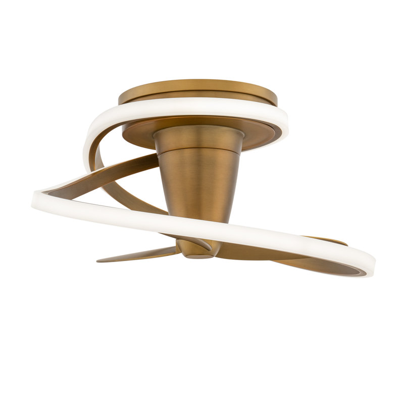 Ventilateur de plafond intelligent 28 po avec lumières DEL et télécommande Bluetooth inclus Velce, Laiton antique