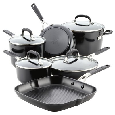 KitchenAid Hard Anodized Nonstick Cookware Pots and Pans Set, 10 Piece, Onyx Black -  KitchenAidÂ®, 84800