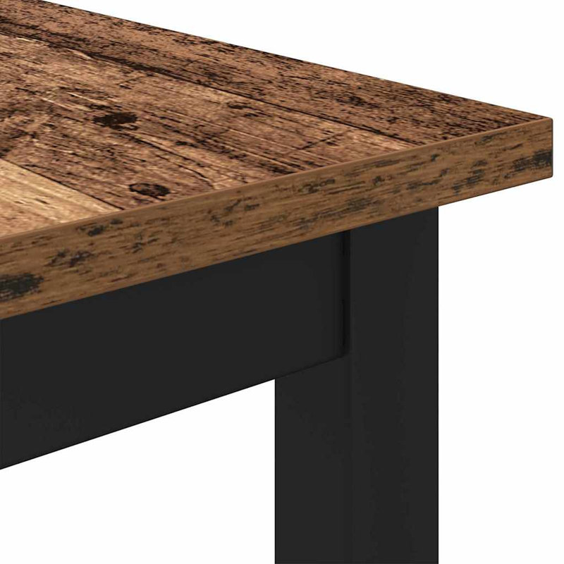 Rectangular Dining Table with Steel Base, 76.5cm H x 100cm W x 50cm D, Old Wood