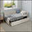 Modern Style Twin Size L Shape Corner Bed, Linen Upholstered  Daybed  With Two Storage Drawers-1629554166