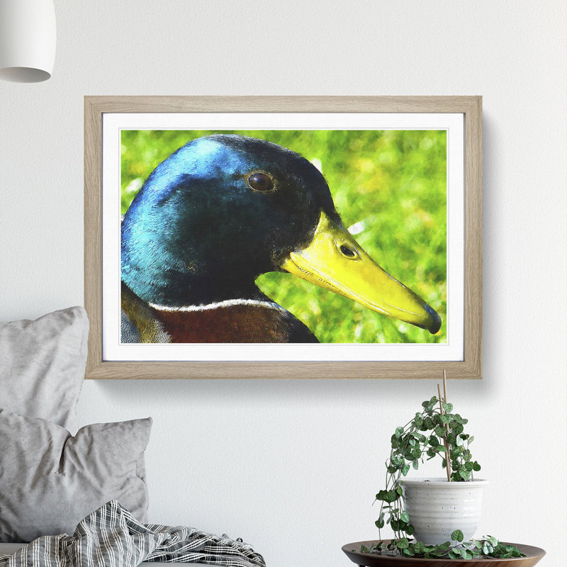 Mallard Duck - Picture Frame Painting, 27cm H x 36cm W x 2cm D, Oak Framed