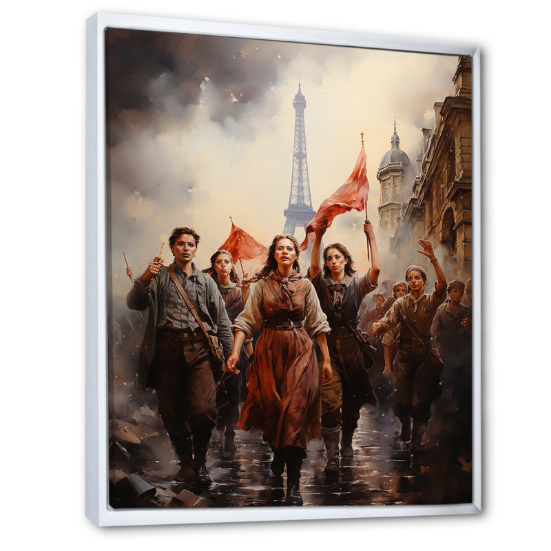Bevon la Révolution française III, H 32 po x l 16 po x P 1 po, Cadre flottant blanc