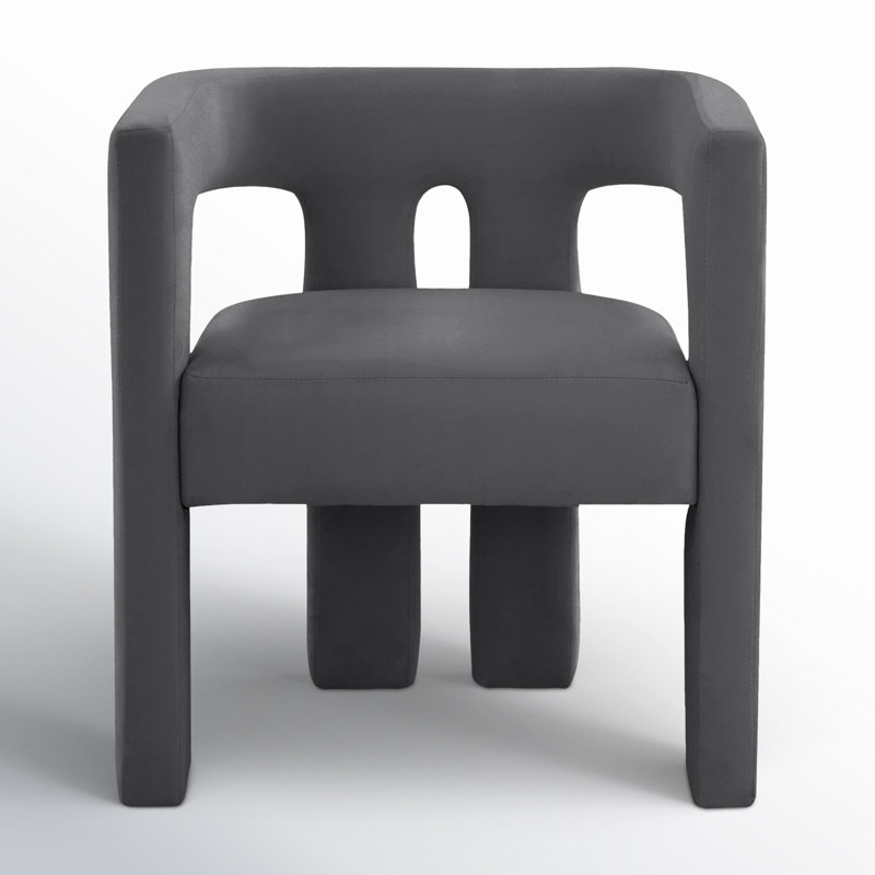 Fauteuil en velours l 24,6 po Yaleni, Velours gris foncé