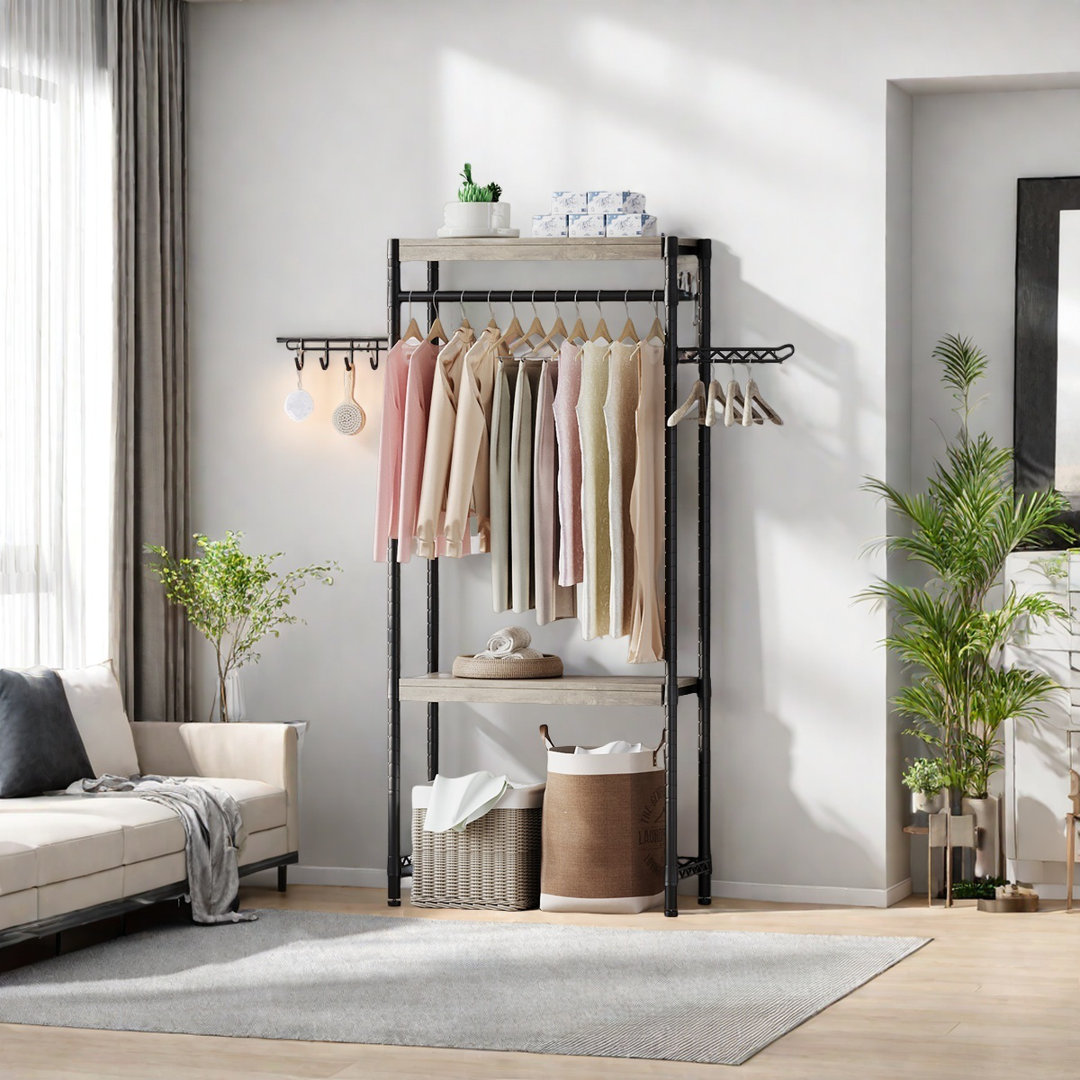 Wood Storage Shelf - Over-the-washer And Dryer Laundry Room Organizer With Adjustable Height