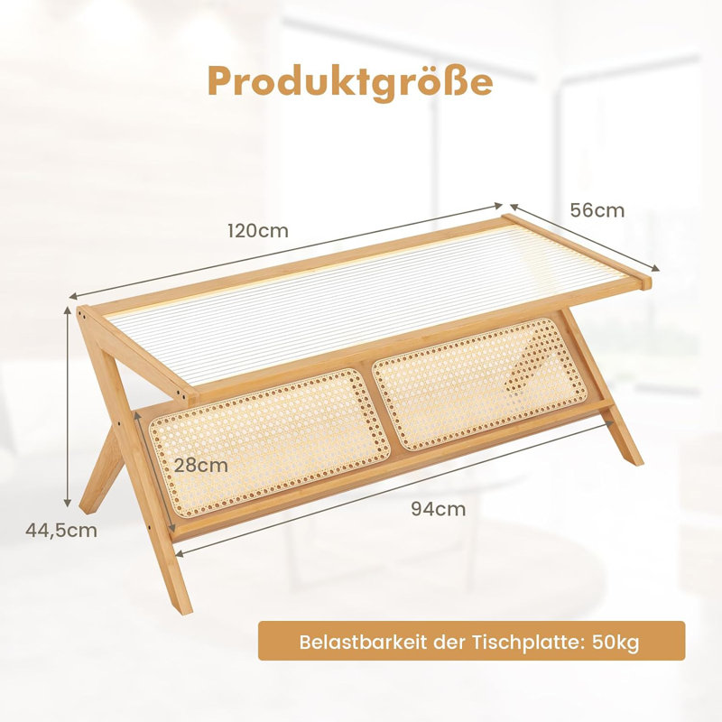 Alashia Frame Coffee Table with Storage