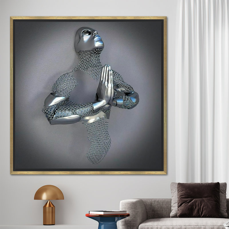 Print on Canvas, Gold, Framed Print without Mat, 20 cm H x 20 cm W