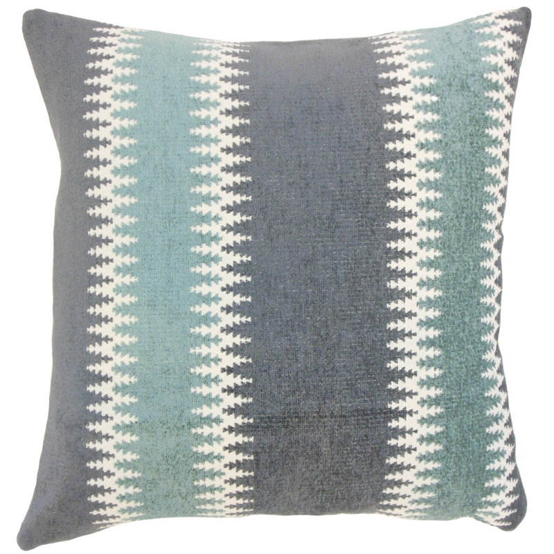 Housse de coussin décoratif à rayures yamilet, 18 po x 18 po, Glacier