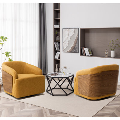 Andretta Faux Leather Swivel Barrel Chair
