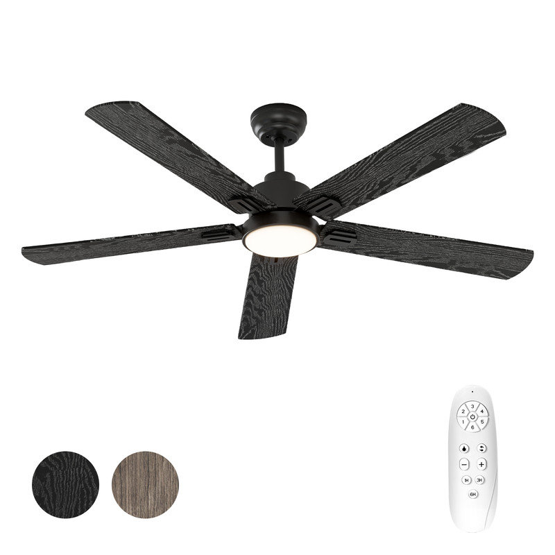 Ventilateurs de plafond 62 po (5 pales with avec lumières DEL et télécommande, Noir, noir, noir, noir